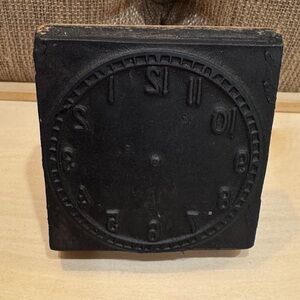 Vintage Wood Block Stamp Clock